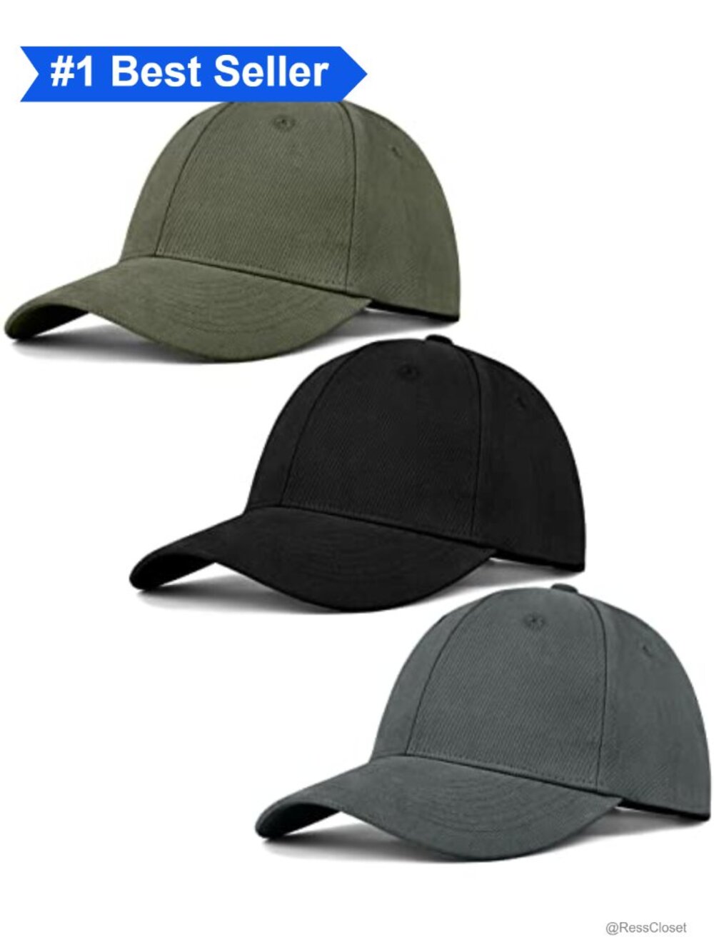 3 Pack Cotton Baseball Cap Adjustable Unconstructed Plain Sport Dad Golf Hat
